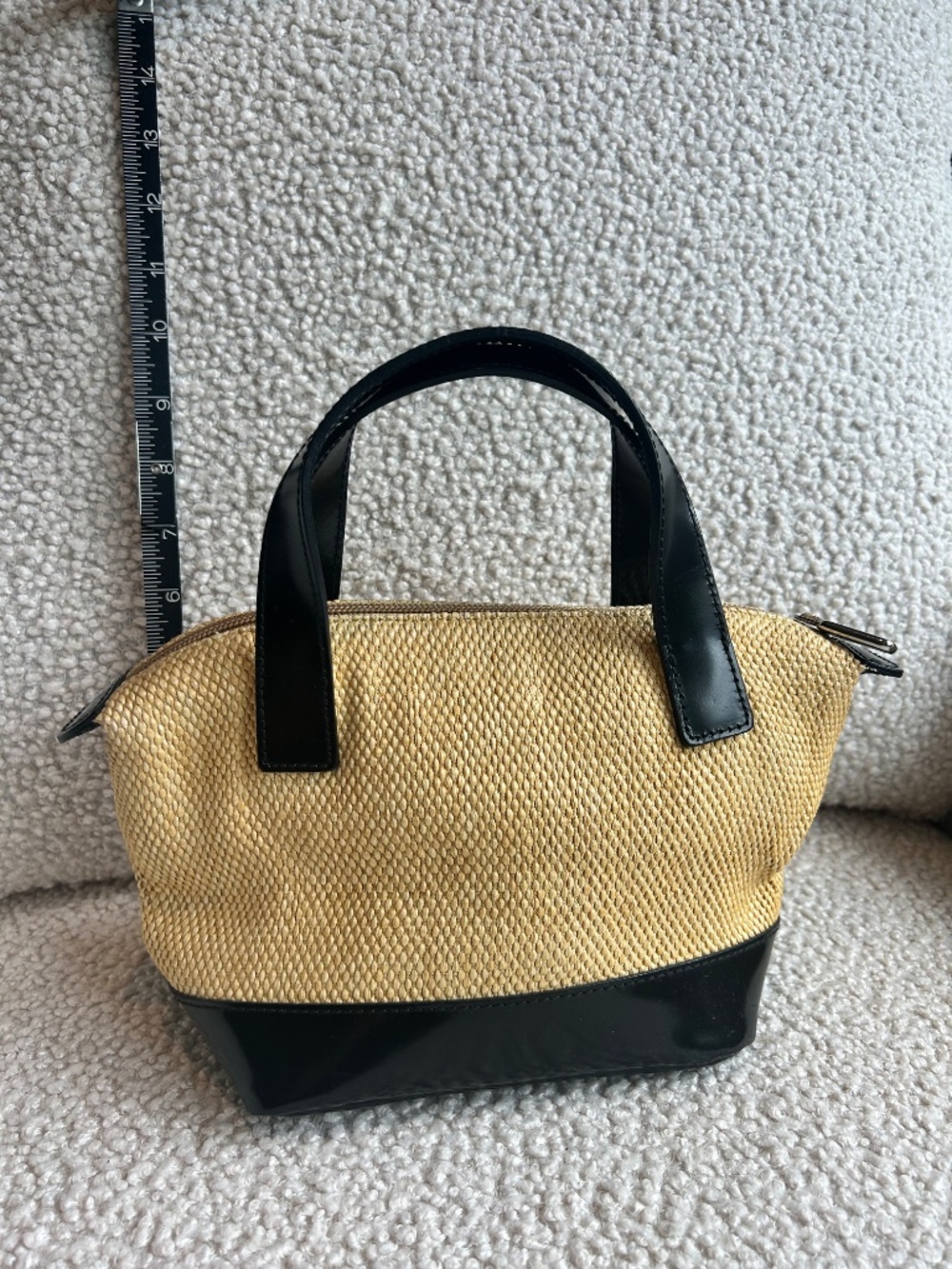 FURLA mini patent leather & straw purse - Picture 2 of 2